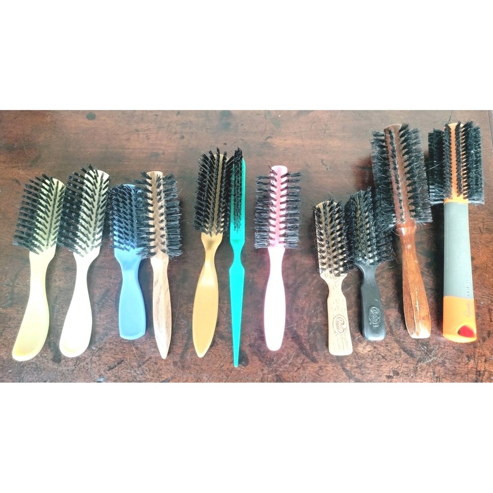 Vintage Hair Brush Lot Teasing Round Styling Goody Pro Salon 11 Piece Mixed